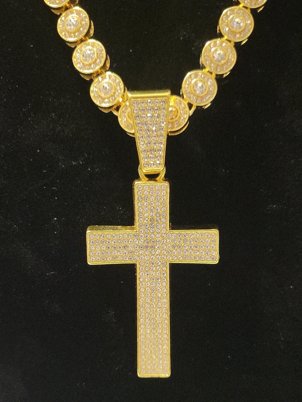 Gold Cross Pendant Necklace - Women Jewelry. 20in